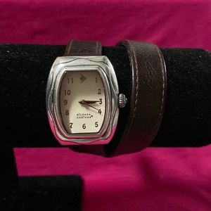 Silpada double wrap brown leather and sterling silver watch